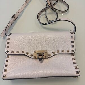 Valentino White Studded Crossbody Bag